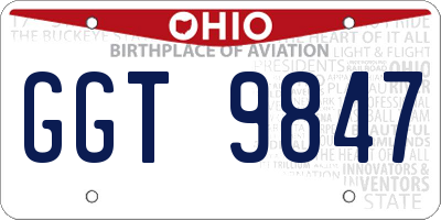 OH license plate GGT9847