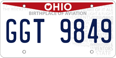 OH license plate GGT9849