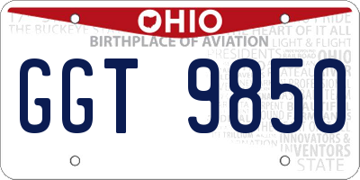 OH license plate GGT9850