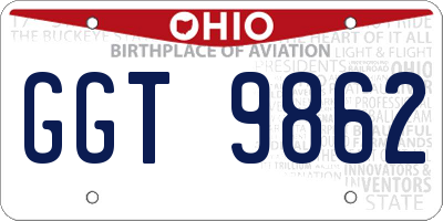 OH license plate GGT9862