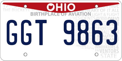 OH license plate GGT9863