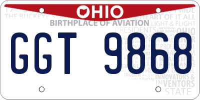 OH license plate GGT9868