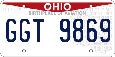 OH license plate GGT9869