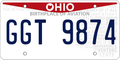 OH license plate GGT9874