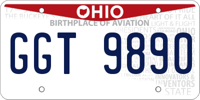 OH license plate GGT9890