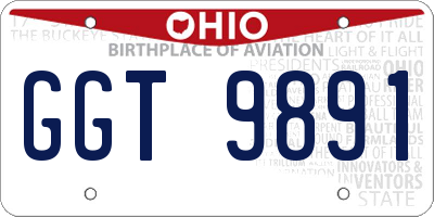 OH license plate GGT9891