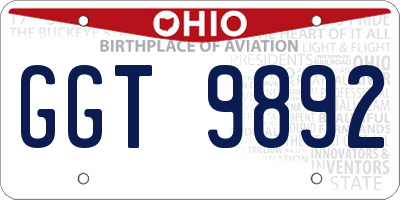 OH license plate GGT9892