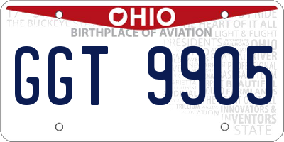 OH license plate GGT9905