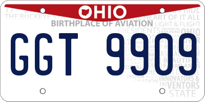 OH license plate GGT9909