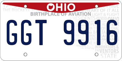 OH license plate GGT9916