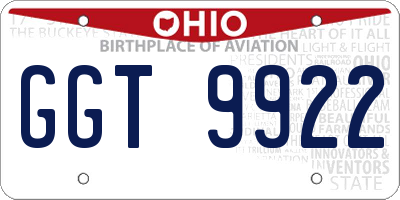 OH license plate GGT9922