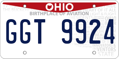 OH license plate GGT9924