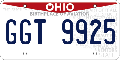 OH license plate GGT9925