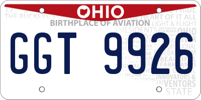 OH license plate GGT9926
