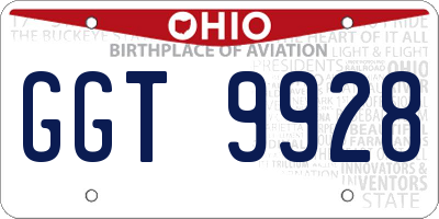 OH license plate GGT9928