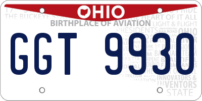 OH license plate GGT9930