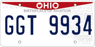 OH license plate GGT9934
