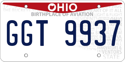 OH license plate GGT9937