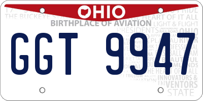OH license plate GGT9947