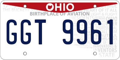 OH license plate GGT9961