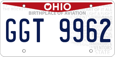 OH license plate GGT9962