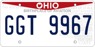 OH license plate GGT9967