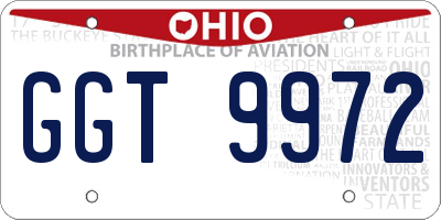 OH license plate GGT9972