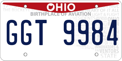 OH license plate GGT9984