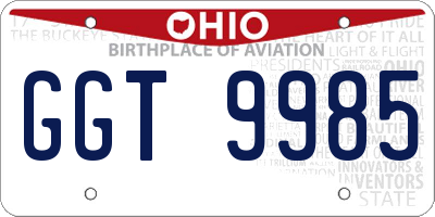 OH license plate GGT9985