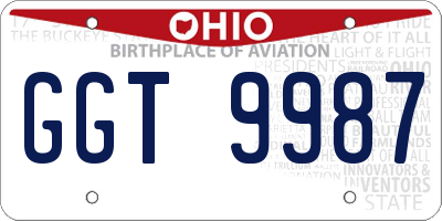 OH license plate GGT9987