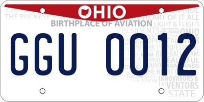 OH license plate GGU0012