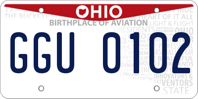 OH license plate GGU0102