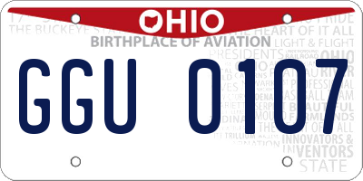OH license plate GGU0107