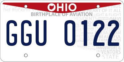 OH license plate GGU0122
