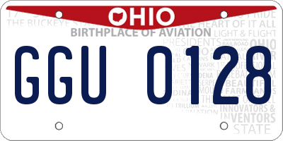 OH license plate GGU0128