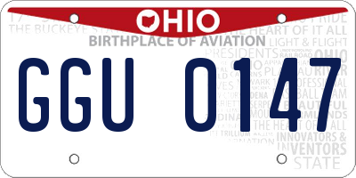 OH license plate GGU0147