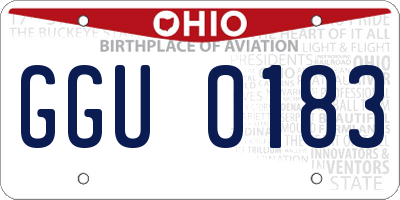 OH license plate GGU0183