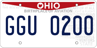 OH license plate GGU0200