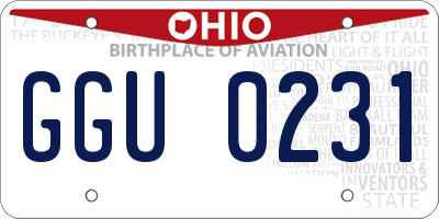 OH license plate GGU0231
