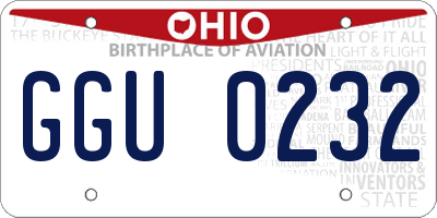 OH license plate GGU0232