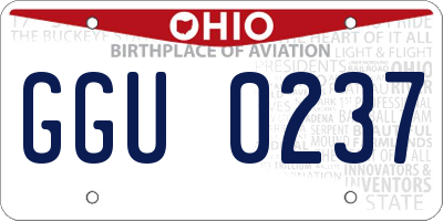 OH license plate GGU0237