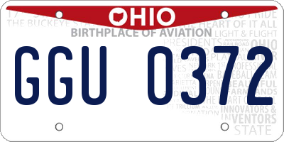 OH license plate GGU0372