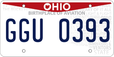 OH license plate GGU0393