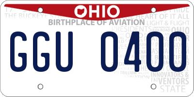 OH license plate GGU0400