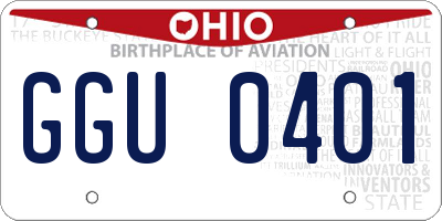 OH license plate GGU0401