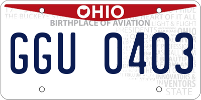 OH license plate GGU0403