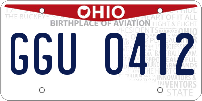 OH license plate GGU0412