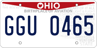 OH license plate GGU0465