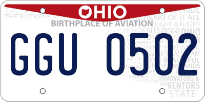 OH license plate GGU0502