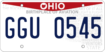 OH license plate GGU0545